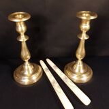 Duo of brass candlesticks