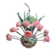 Pic-fleurs ancien en faïence décor main – oiseau & décor polychrome