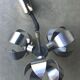 Space-age pendant lamp with 3 stainless steel lights and brushed aluminum adjustable in height - design 1970
