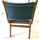 Vintage compass foot chair and studded blue skai