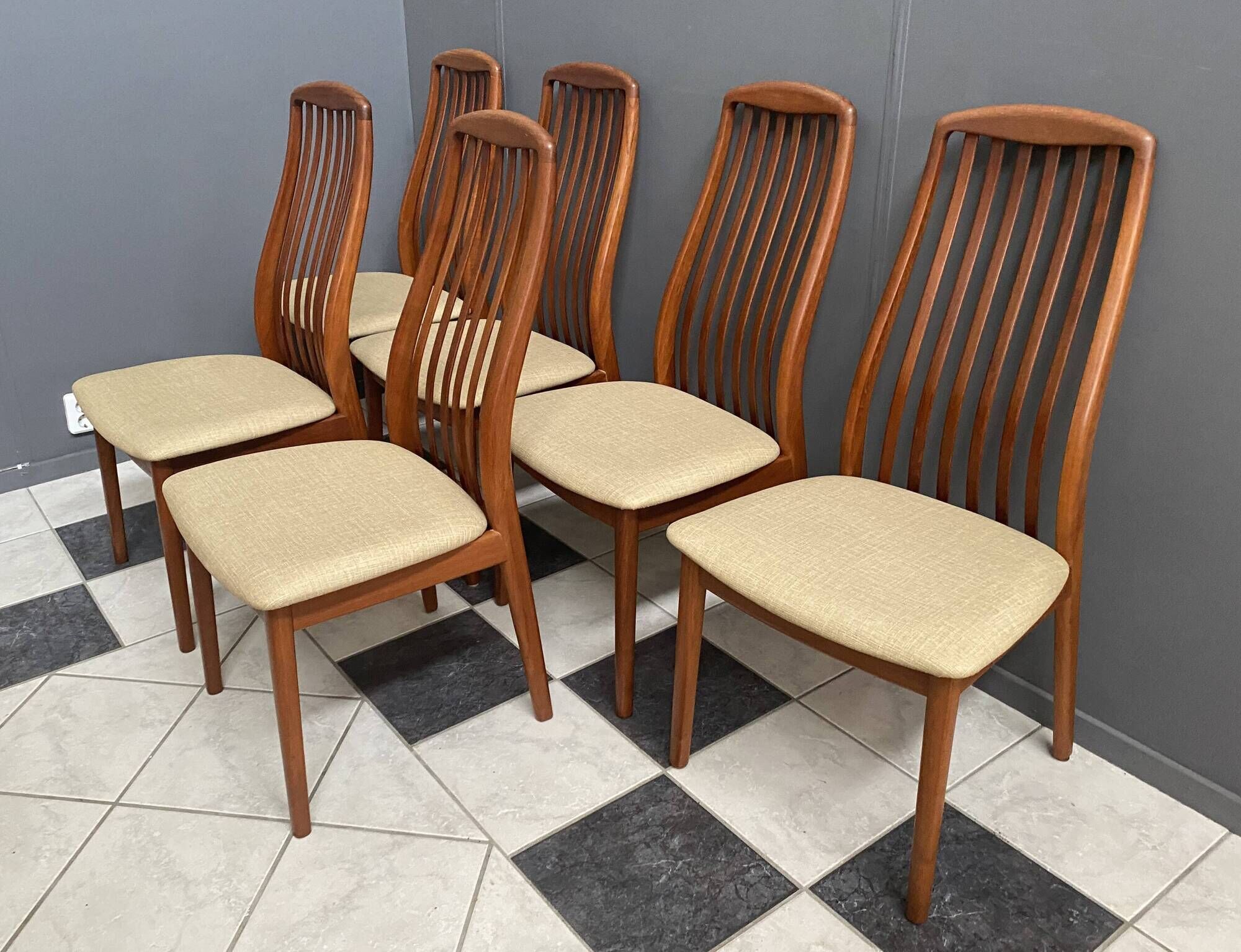 set of 4 Teak Kai Kristiansen chairs  for  Schou Andersen 1960s Denmark
