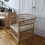 Natural rattan armchair braided