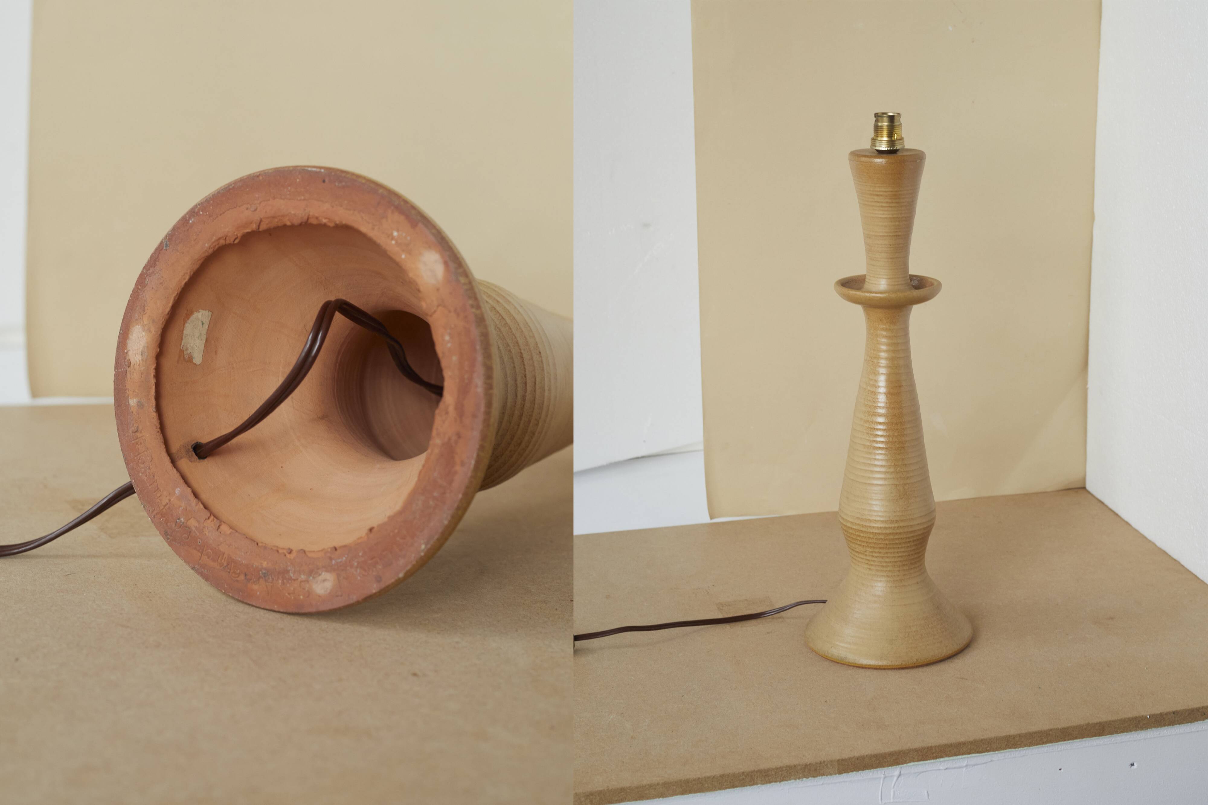 Ceramic / sandstone lamp base signed Drillon vintage 50s / 60s