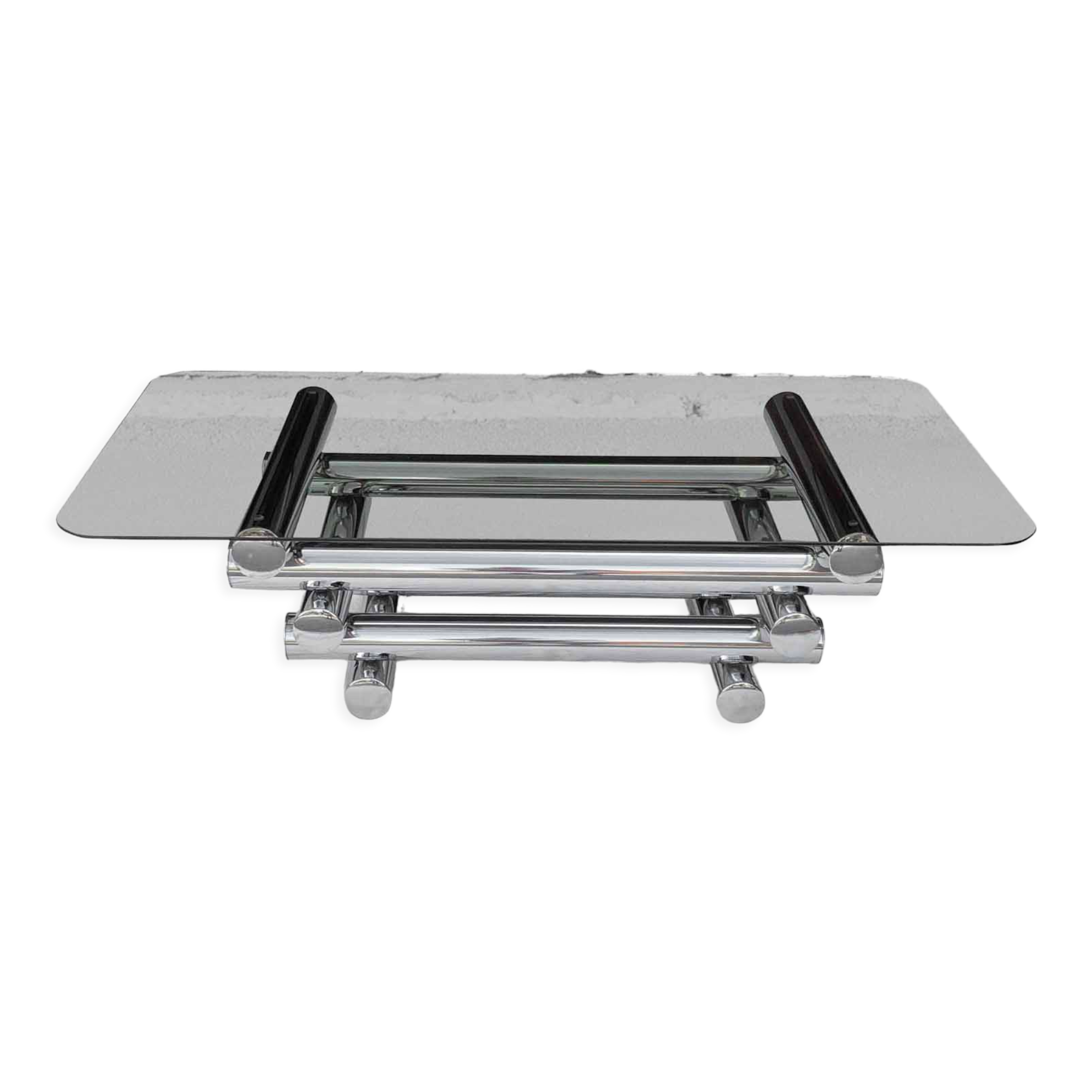 Table basse en verre et chrome