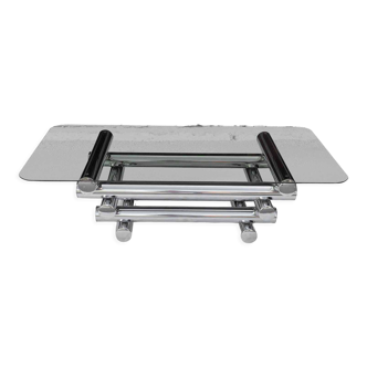 Table basse en verre et chrome