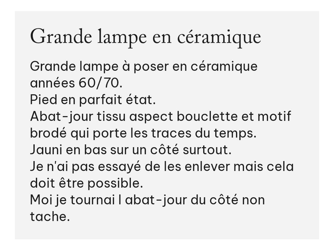 Grande lampe céramique années 60
