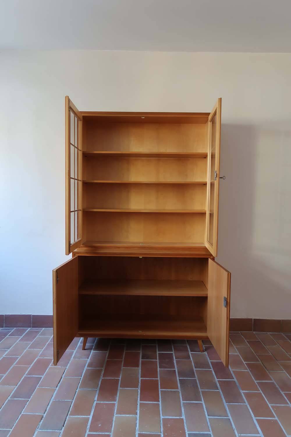 60's glass bookcase