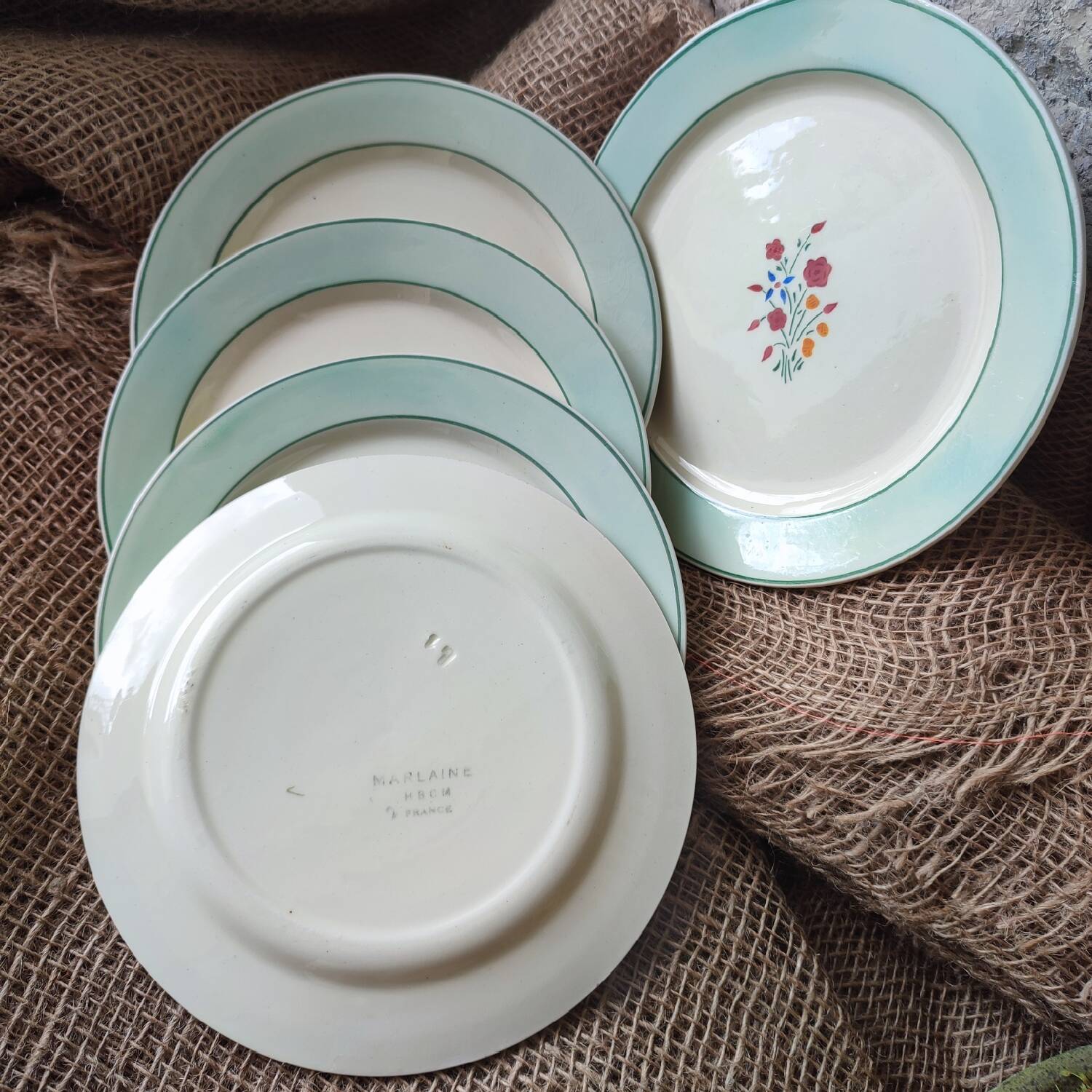 Set of 6 HBCM dessert plates, Marlaine model