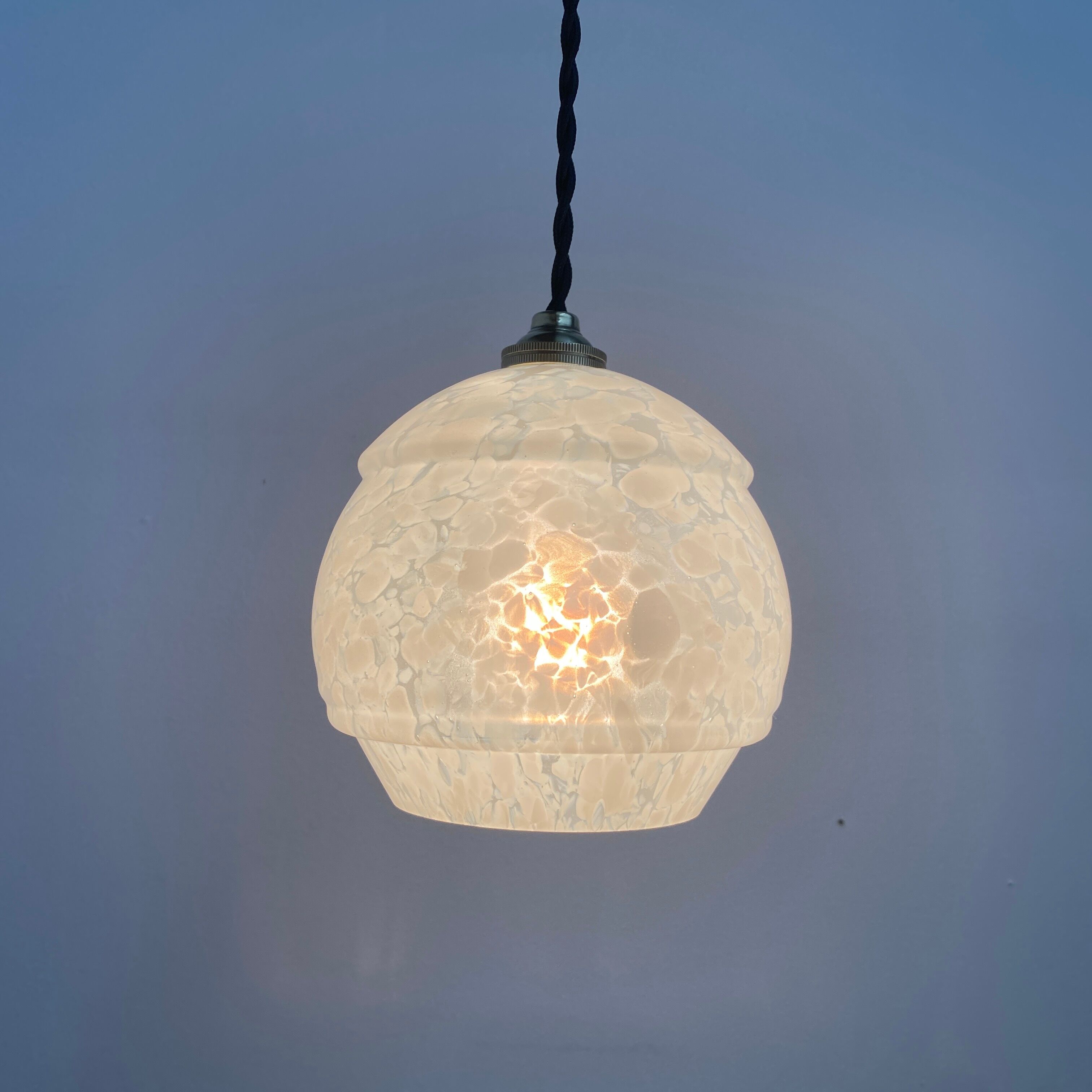 Lot 2 round clichy glass hanging lamps