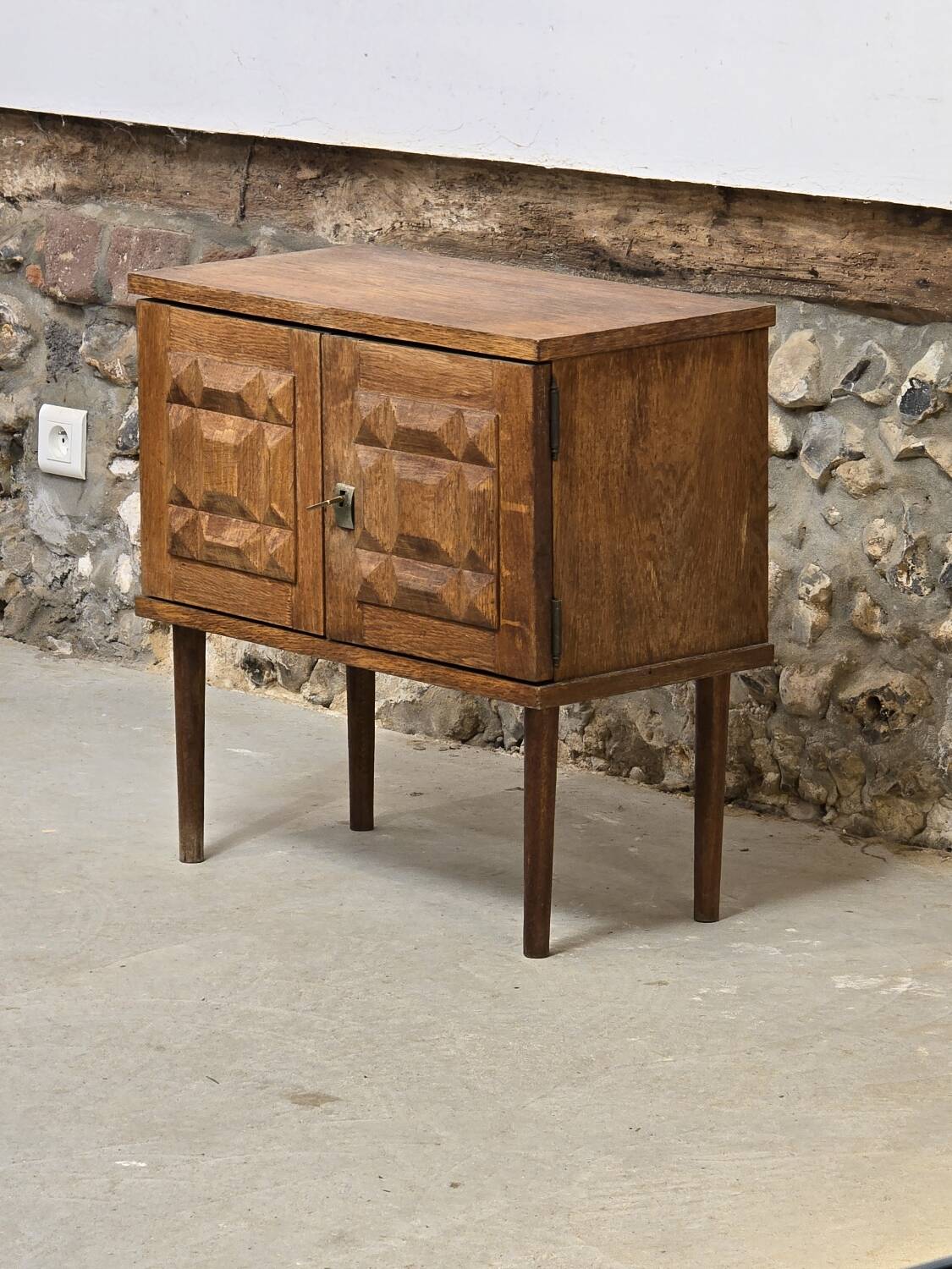 Brutalist two-door bedside table