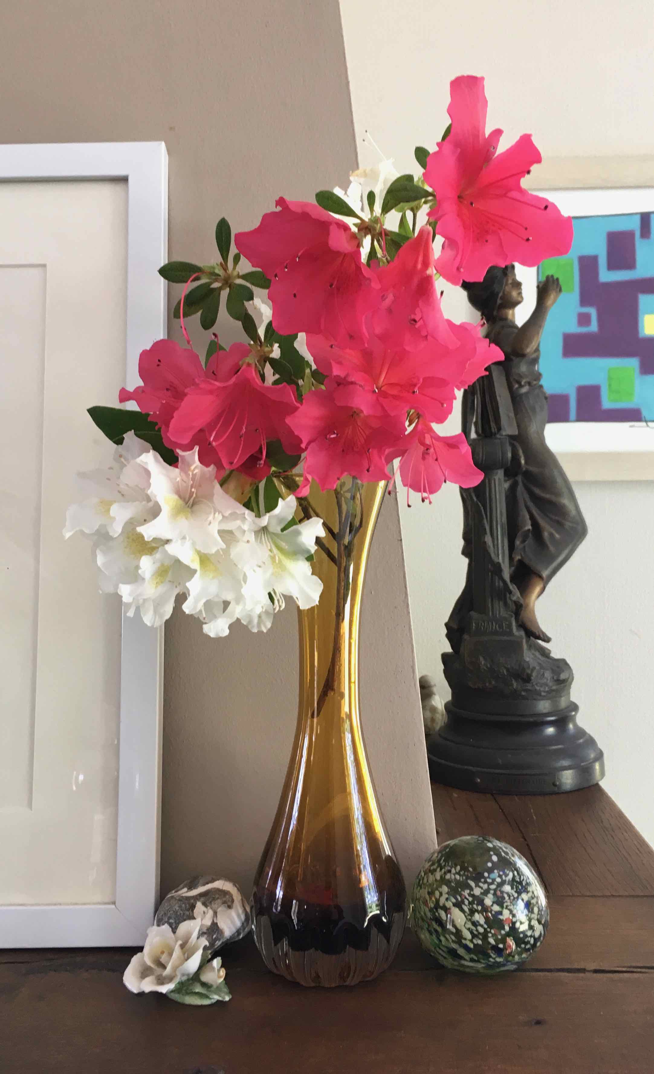 Vintage amber blown glass vase