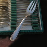 Box 12 cake forks in silver metal art deco