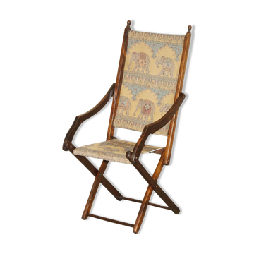 Antique Indo-Anglo elephant folding military chair circa 1890