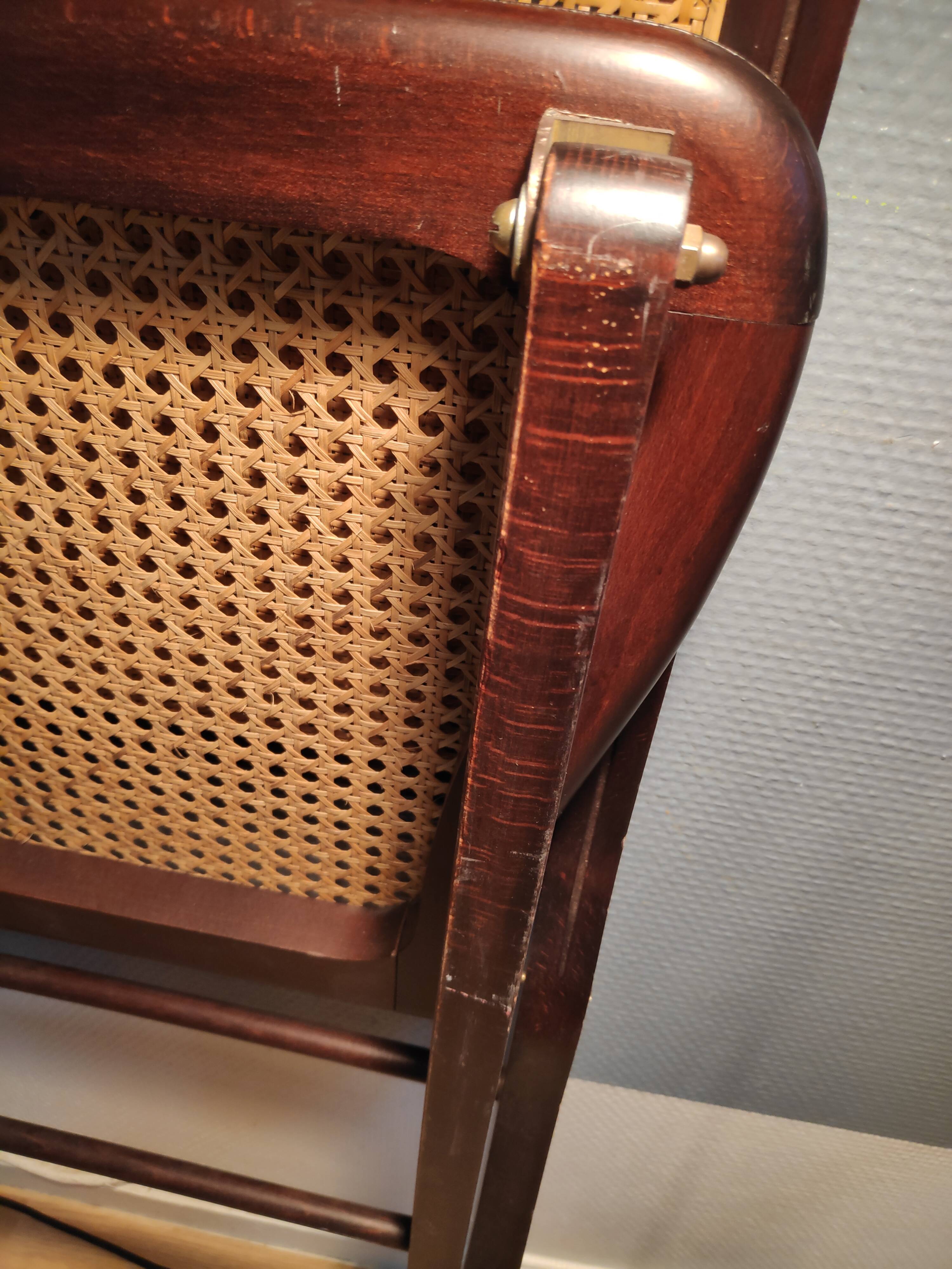 Wooden folding chairs and caning