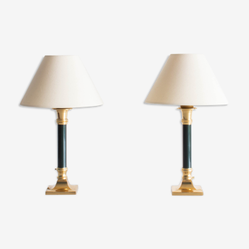 A set of two column lamps in hollywood regency style