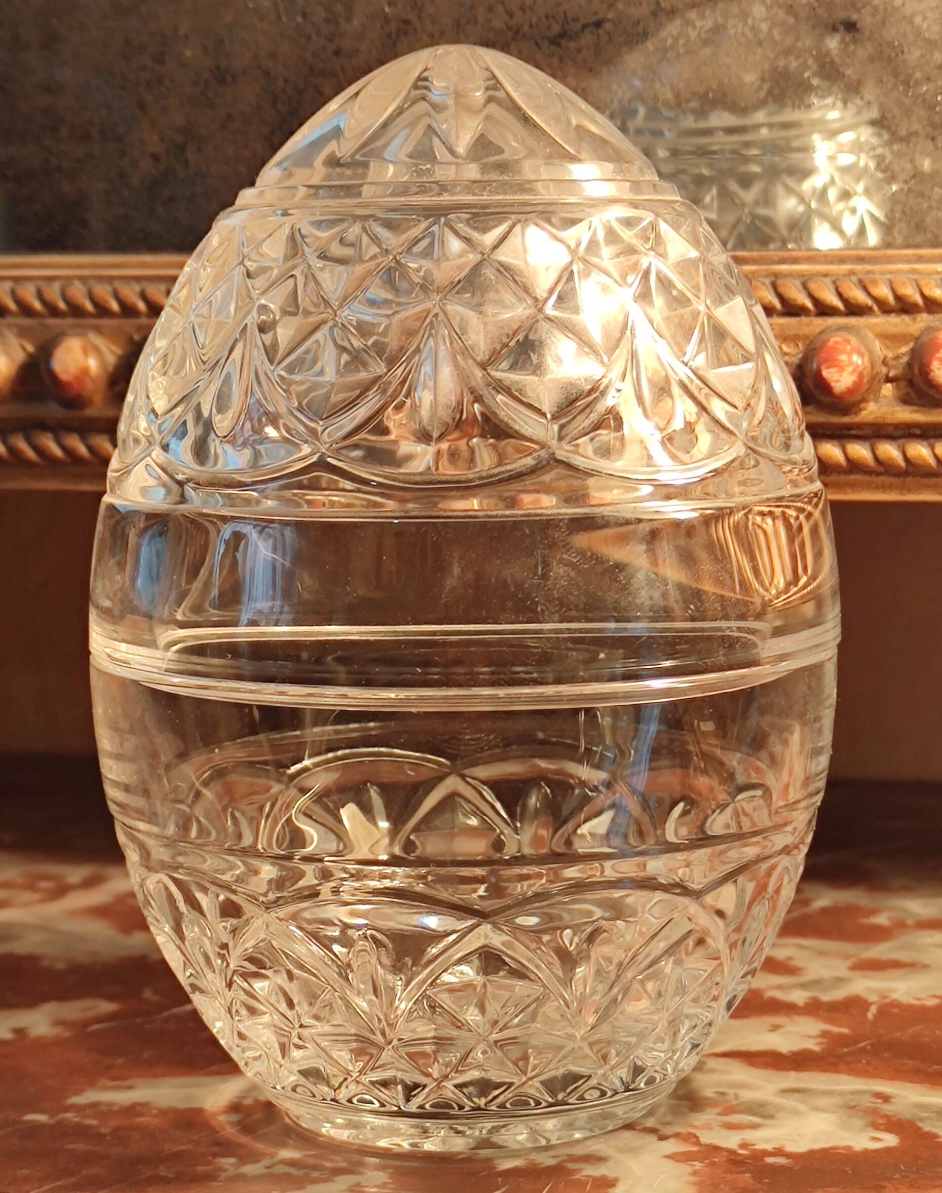 Old egg-shaped drapery/candy box