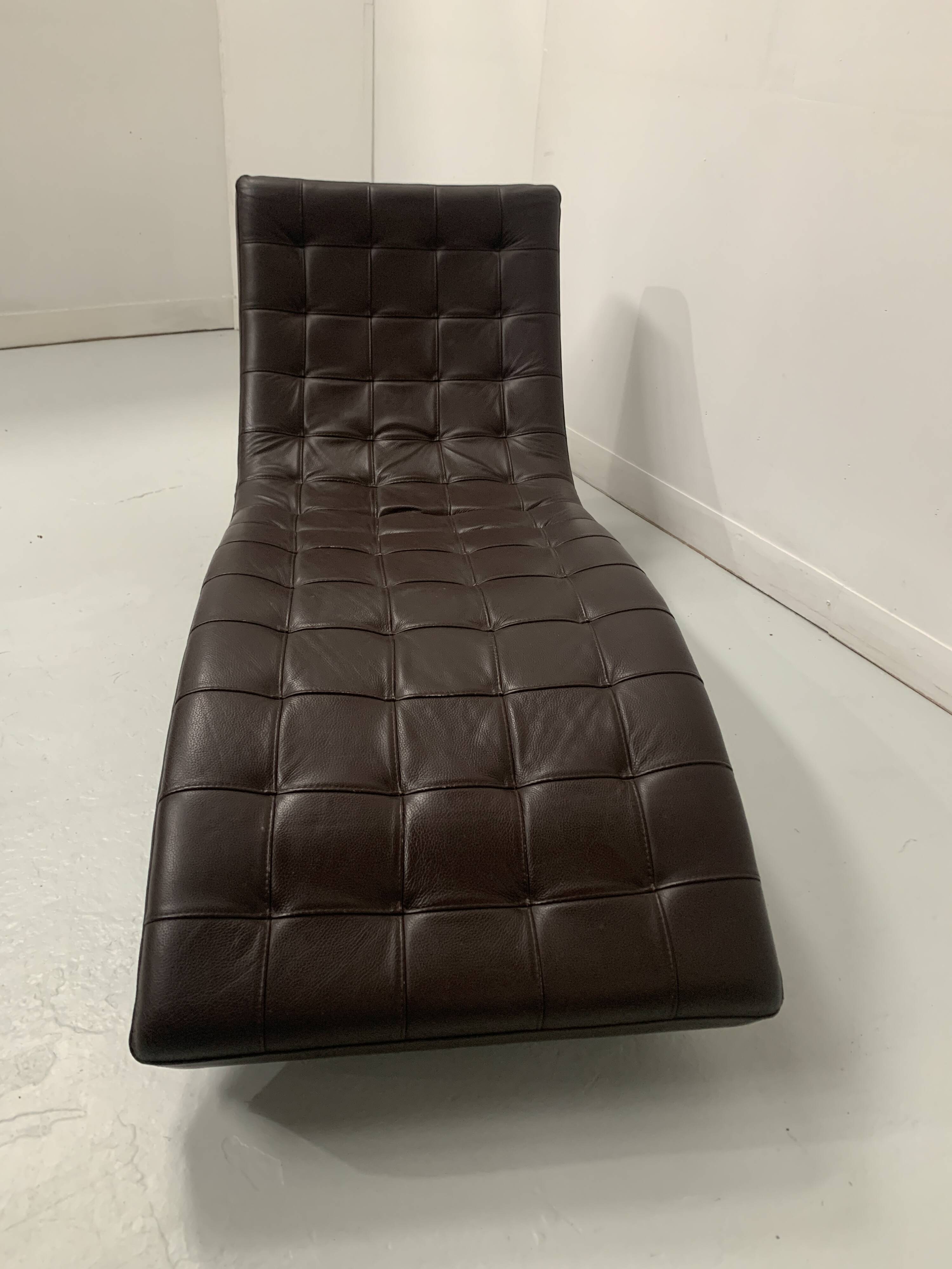 20th century black leather checkerboard relaxation bench