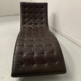 20th century black leather checkerboard relaxation bench