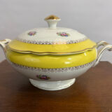Yellow and white Sarreguemines digoin tureen