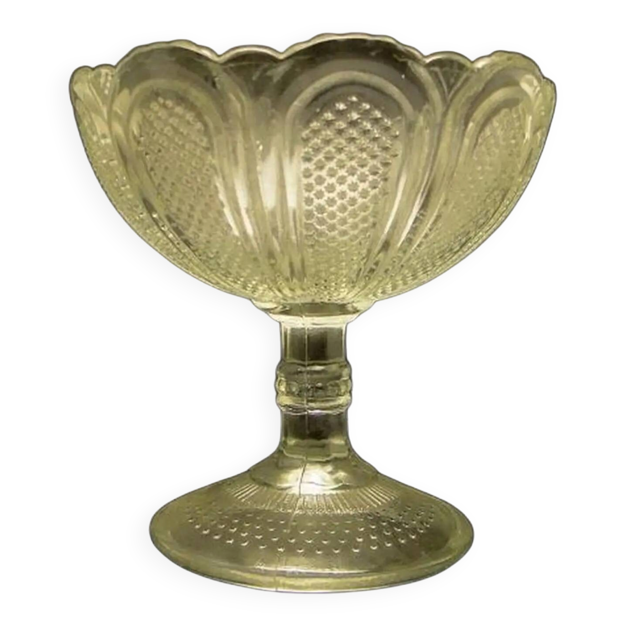 Basket sugar bowl, pressed glass, Ząbkowice, Poland, 1970s