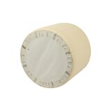 Pouf rond bois skai crème couleur blanc cassé 38cm