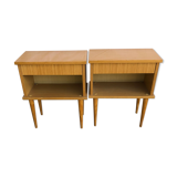 Honey-coloured bedside tables