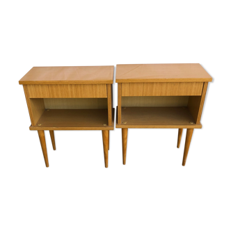 Honey-coloured bedside tables