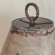 Large pagoda lamp painted with floral patterns and metal shade.