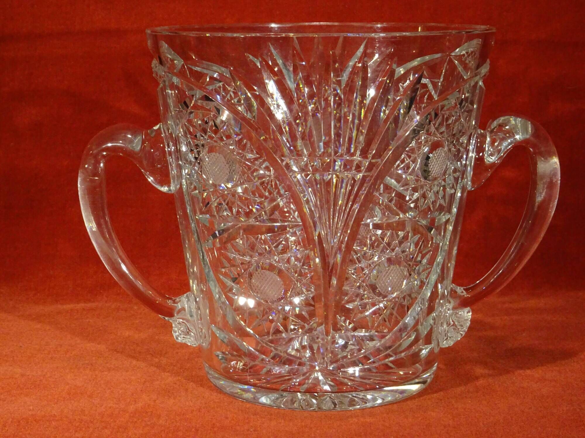 Spectacular large crystal champagne bucket cut