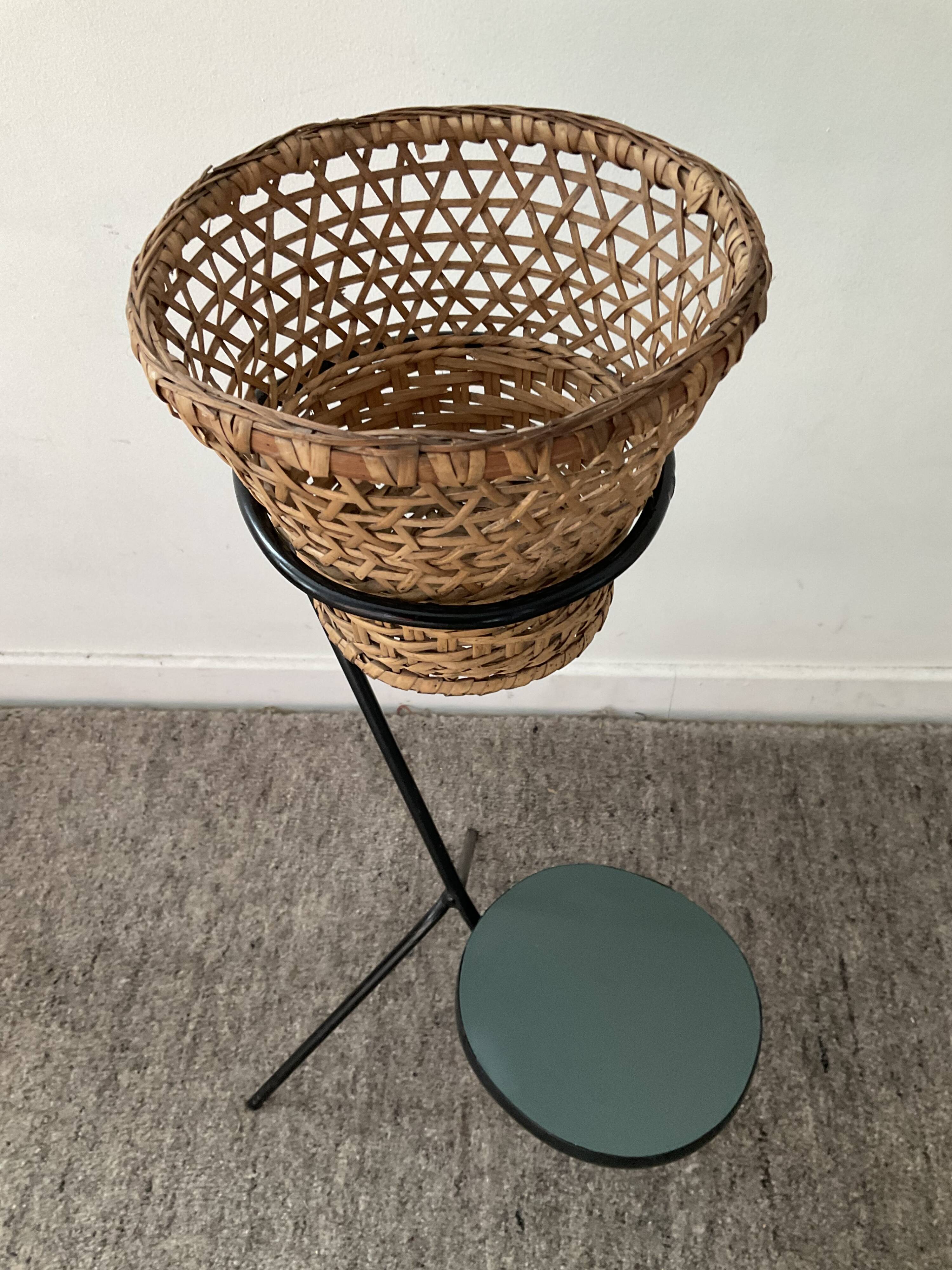 Vintage metal tripod plant holder and formica 60s