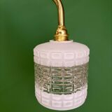 Vintage globe angled wall light in white and clear glass