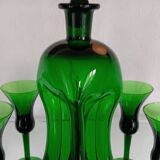 Kluk Kluk carafe by Jacob E.Bang - Holmegaard and 5 liqueur glasses