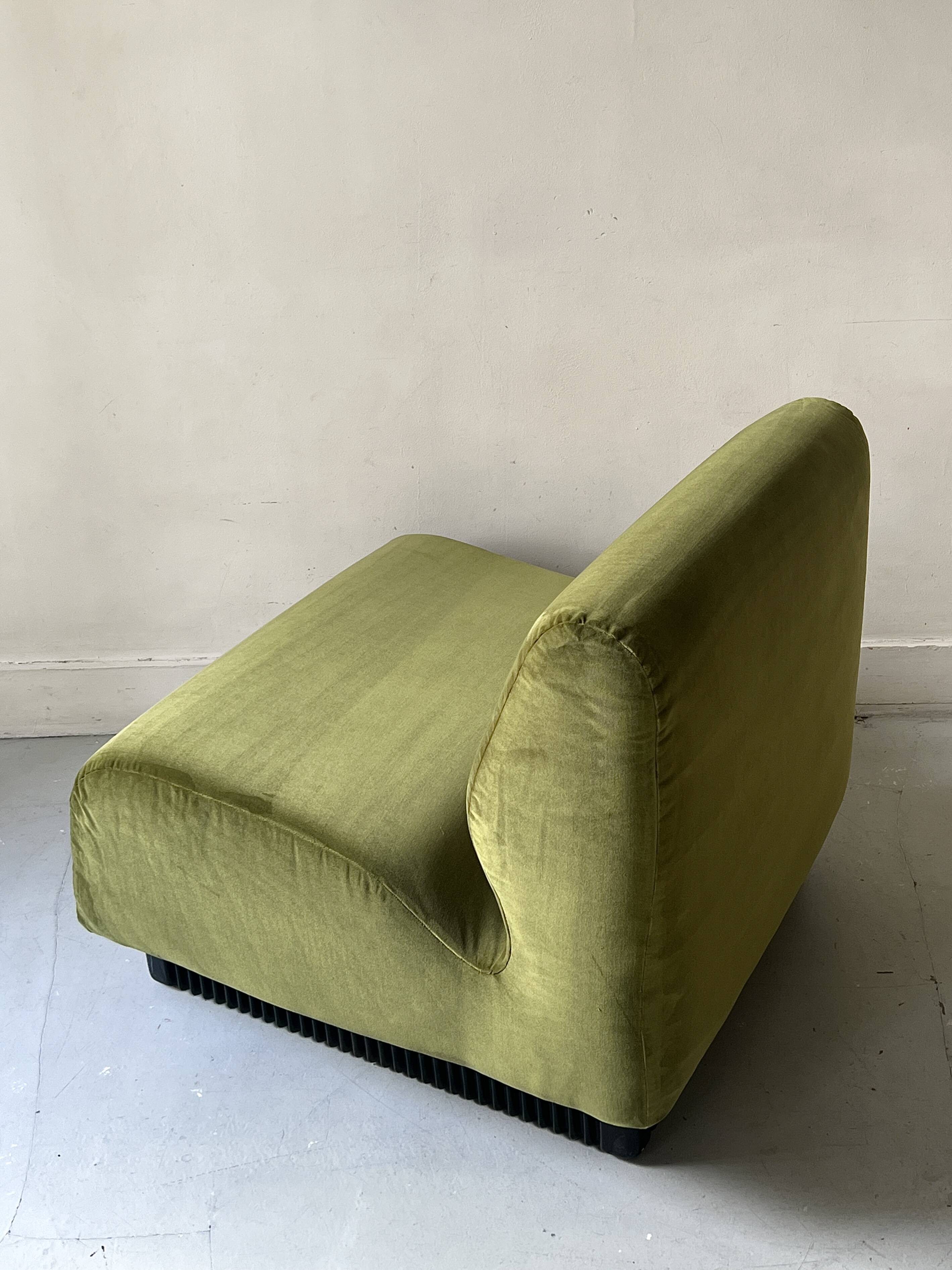 Olive green velvet armchair Slipper Chair Herman Miller USA 1970