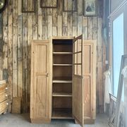 Large asymmetrical Art Deco wardrobe with three doors in oak (renovated)