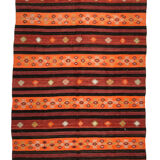 Area kilim rug 11.5x5.9 feet 351x180 cm vintage accent boho flat woven rug red orange geomatric rug.