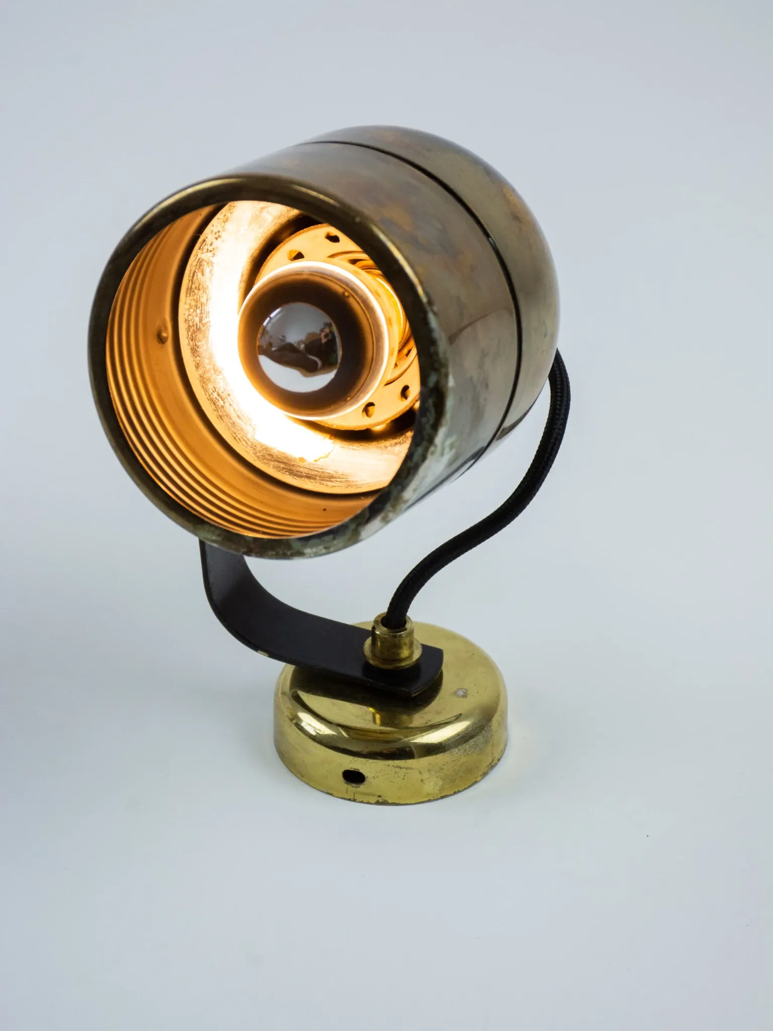 Pair of Vintage Gold-Toned Tube-Style Wall Spotlights With Patina