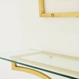 Console and mirror in gilded wrought iron by Robert Thibier, 1960s