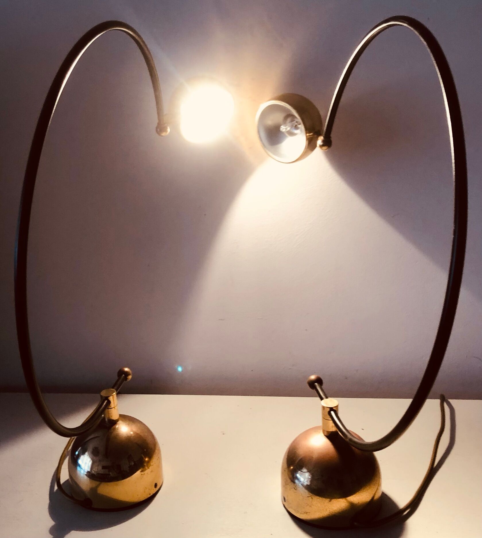 Pair of vintage German bow lamps 60s/70s