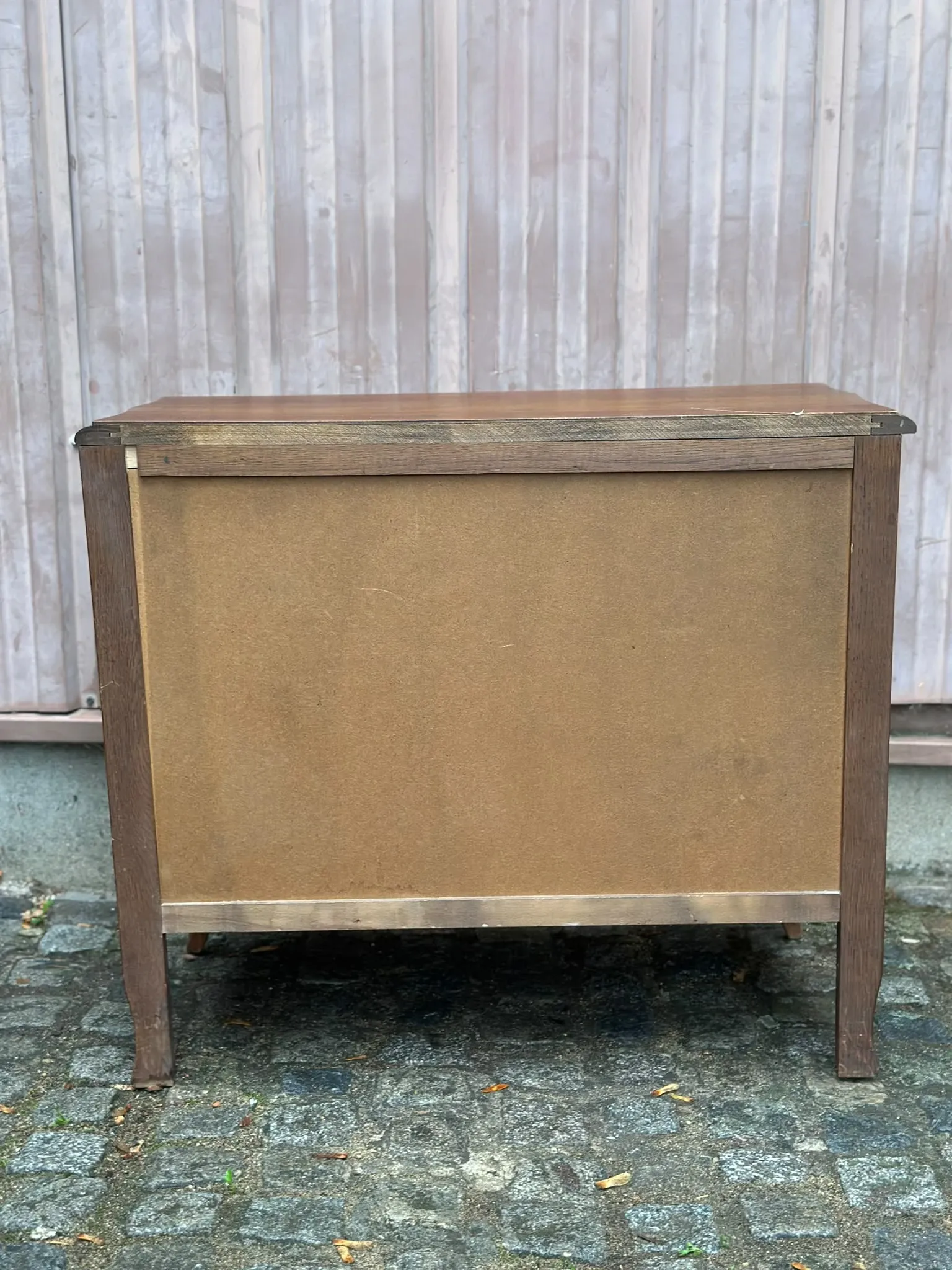 Curved commode with 3 drawers in Louis XV style, made of oak, 1980.
