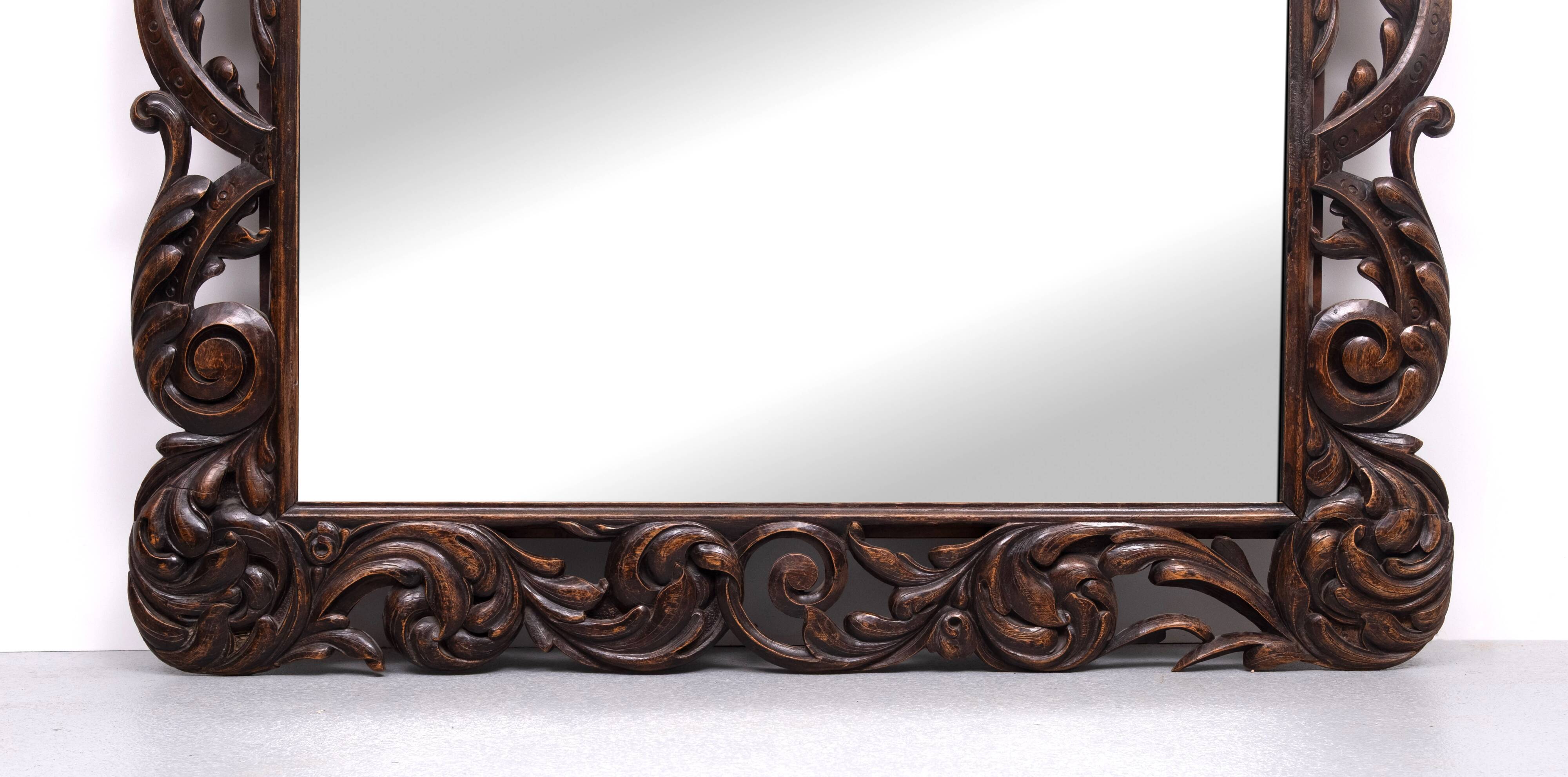 Impressive Monumental 18 Century Antique Cherub Oak mirror Holland