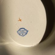 Old mounted plate, compotier in iron earthenware E. Bourgeois large deposit “Rouen XVIII”