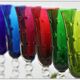 Model Bubbles series of 6 color St Louis Crystal champagne flutes