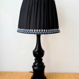Art deco wooden lamp 1930 and couture lampshade