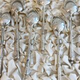 Set of 12 small silver-plated metal spoons