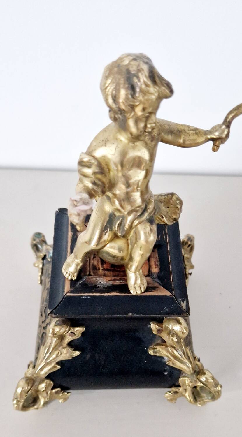 Chandelier laiton et bois style Napoléon III