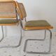 Paire de chaise Marcel Breuer cannage et tissu