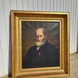 Oil painting on canvas of a bearded character of the xix th century