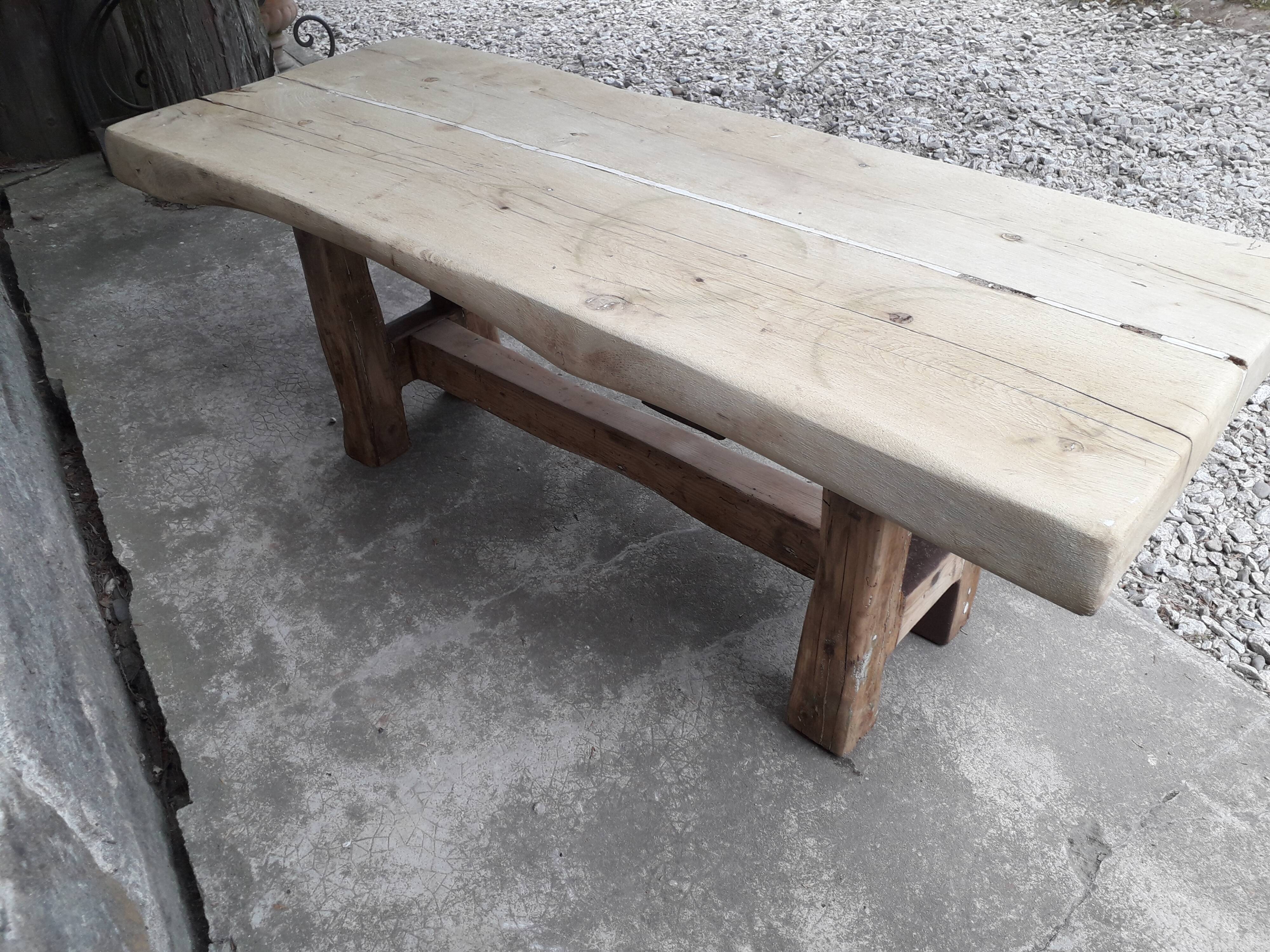 Brutalist solid oak coffee table