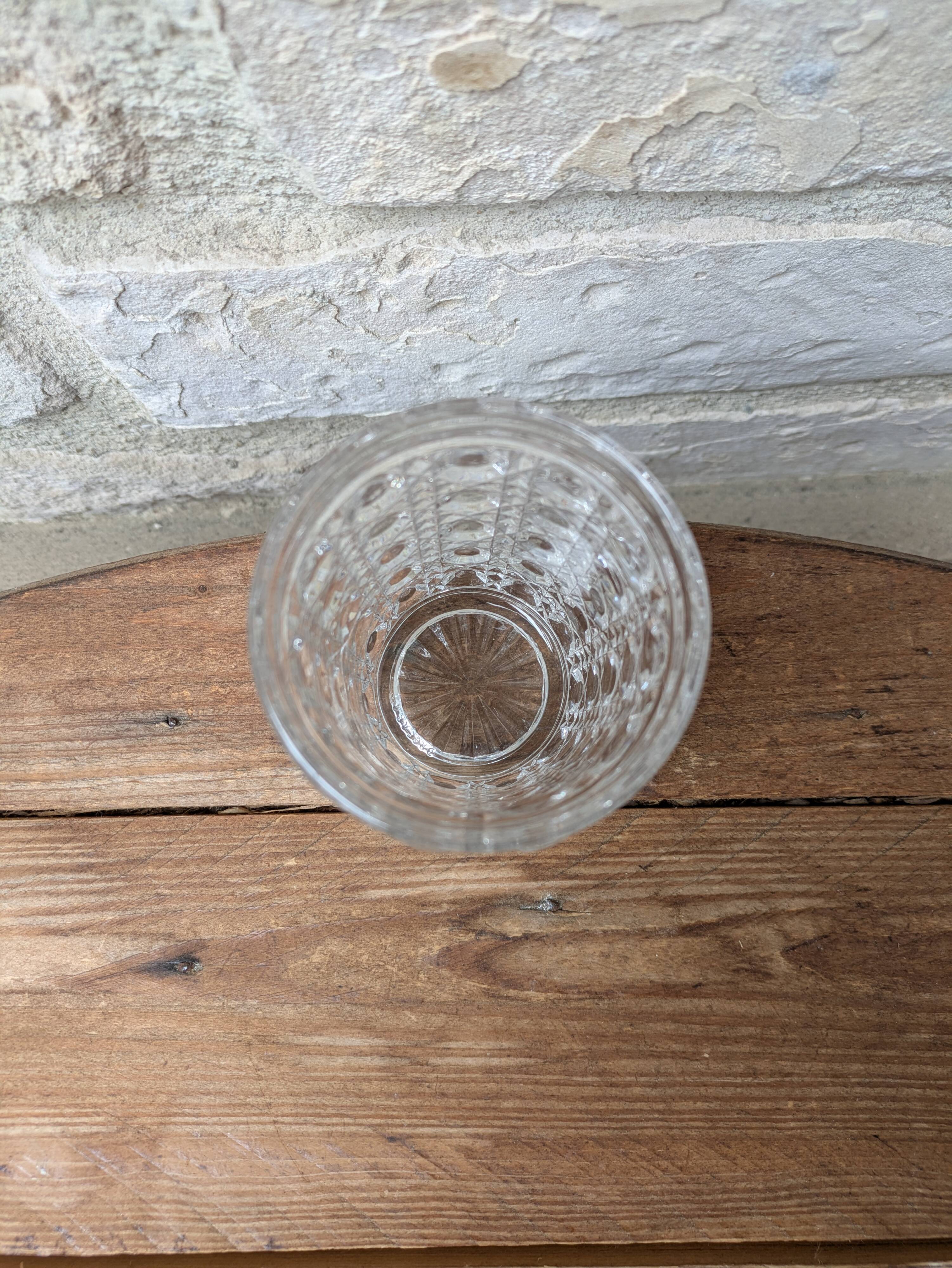 Antique crystal glass goblet signed Baccarat model Diamonds Pierreries H