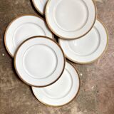6 flat plates in white and gold Limoges porcelain
